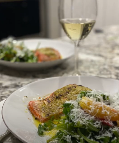 Citrus Basil Butter with Roasted Salmon (and arugula salad!)